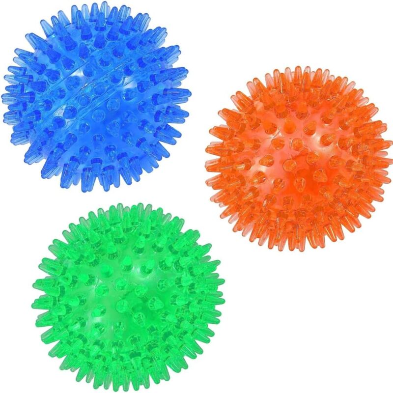 foto del prodotto sollbry confezione da 3 palline squittenti per cani, giocattolo galleggiante per piscina, giocattoli in gomma tpr per cuccioli, giocattoli da