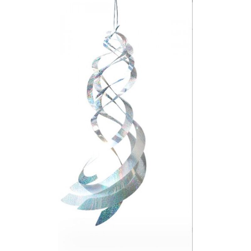 foto del prodotto sollbry confezione da 3 repellenti per uccelli a spirale in mylar argentato, dispositivo riflettente da appendere, decorazione da giardino per