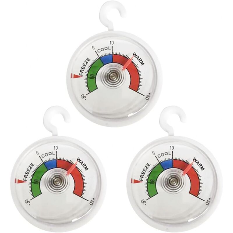 foto del prodotto sollbry confezione da 3 termometri per frigorifero con quadrante da 65 mm con zone colorate, termometro analogico per frigorifero, congelatore o