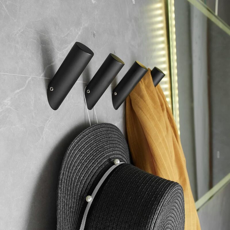 foto del prodotto sollbry confezione da 4 ganci per accappatoio resistenti, neri, da parete, per bagno, 8,2x2,5 cm