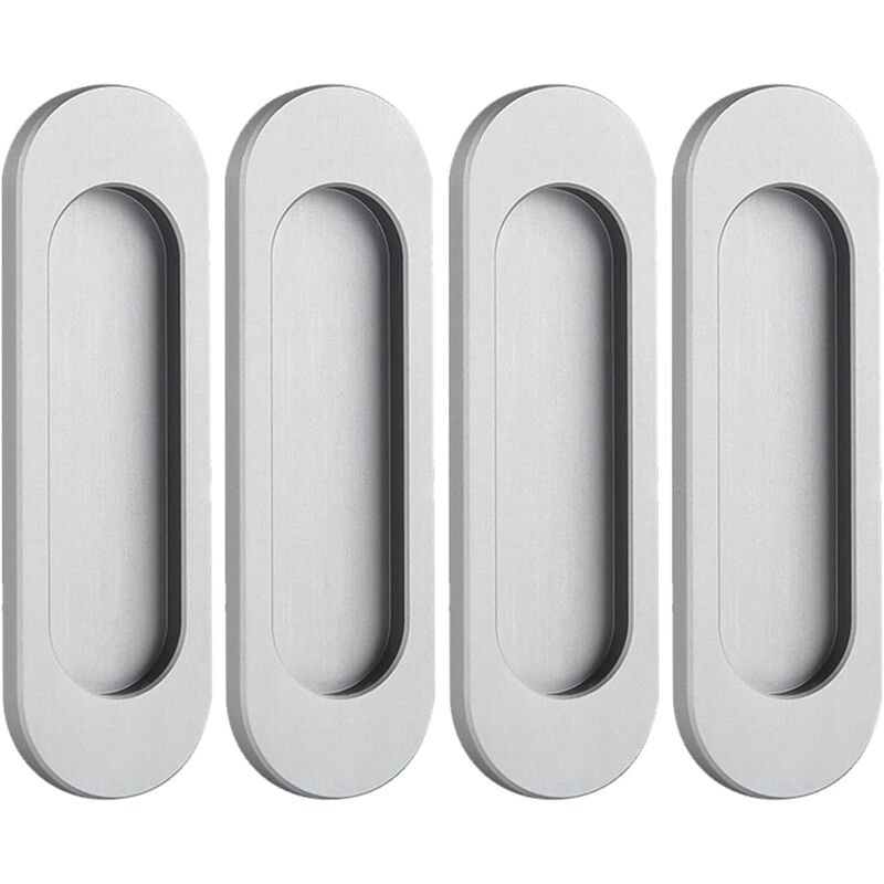 foto del prodotto sollbry confezione da 4 maniglie a filo in lega di alluminio senza foratura per porte scorrevoli, finestre, armadi, cassetti grigio opaco, 100 mm 