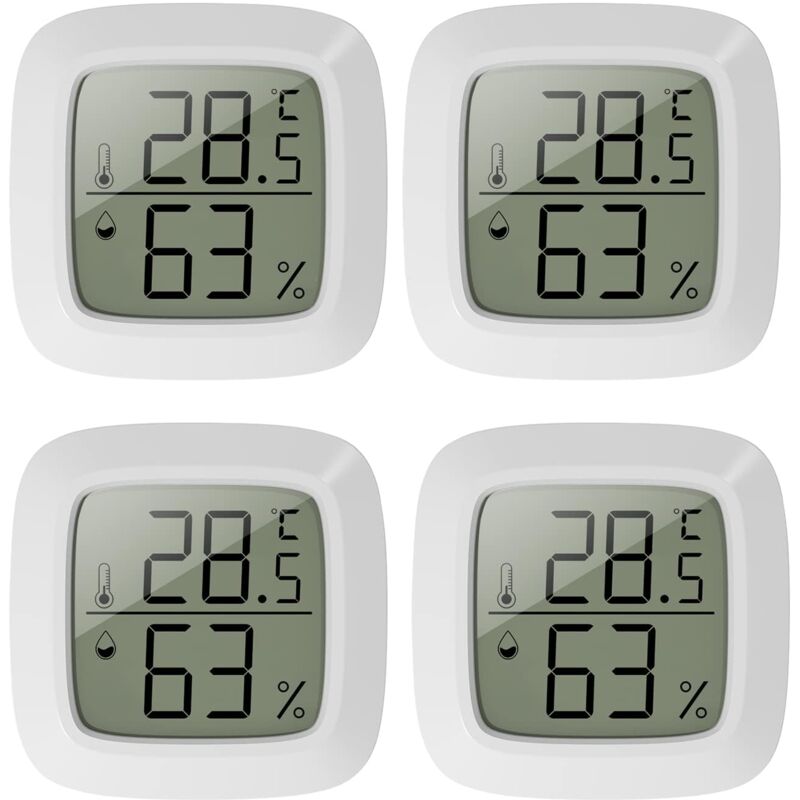 foto del prodotto sollbry confezione da 4 mini termometri per interni termometro igrometro per interni con aggiornamento rapido in 10 secondi mini display lcd