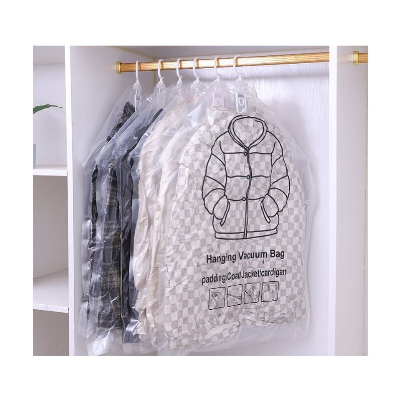 foto del prodotto sollbry confezione da 4 sacchetti sottovuoto sospesi, sacchetti di compressione sottovuoto sospesi, sacchetti trasparenti per riporre vestiti,