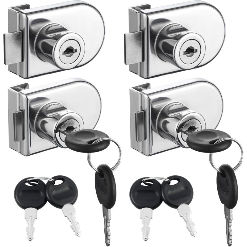 foto del prodotto sollbry confezione da 4 serrature di sicurezza per vetrine in vetro con doppia apertura, adatte a porte in vetro da 0,5 0,8 cm, chiave separata