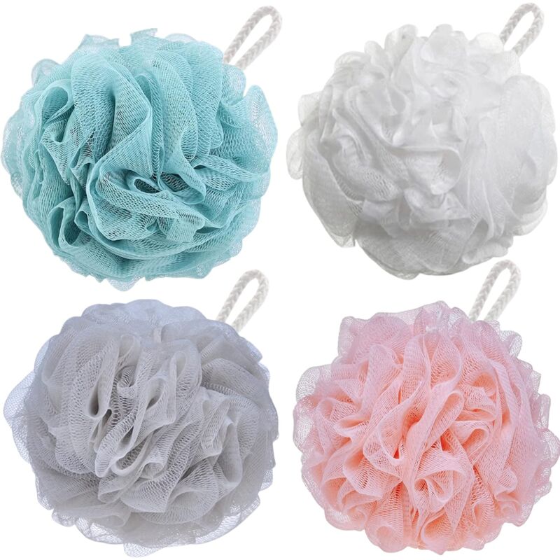 foto del prodotto sollbry confezione da 4 spugne da bagno in luffa per doccia, 30 g, grandi spugne da bagno per il corpo