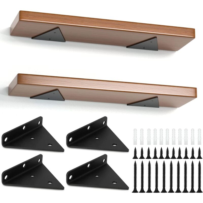 foto del prodotto sollbry confezione da 4 staffe per mensole triangolari, staffe per mensole galleggianti in ferro da 8 cm, staffe per mensole in metallo da parete