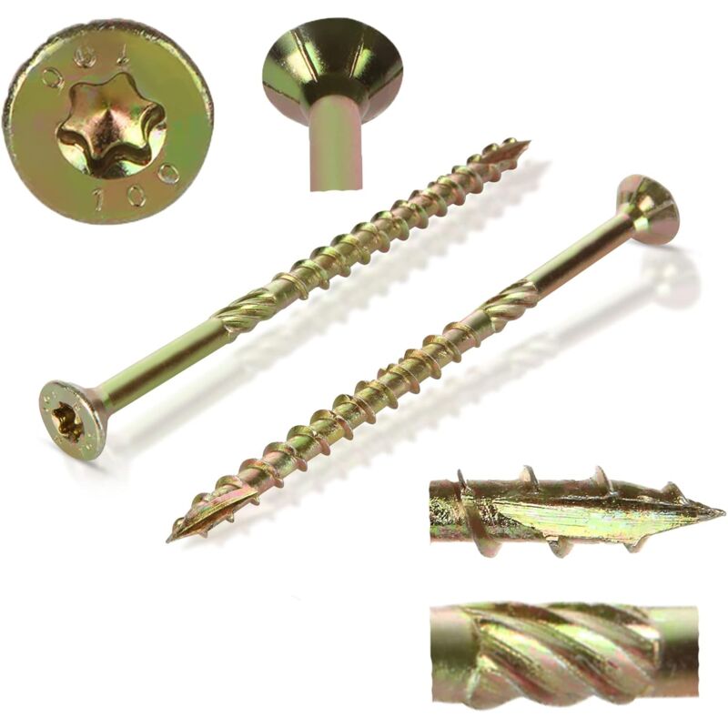 foto del prodotto sollbry confezione da 50 viti per legno torx, 6x100mm, viti per legno in acciaio zincato giallo, testa torx, viti universali per truciolato viti