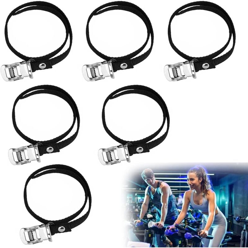 foto del prodotto sollbry confezione da 6 cinghie per pedali con fibbia in metallo per la maggior parte delle biciclette, cyclette, mountain bike, bmx, bici da