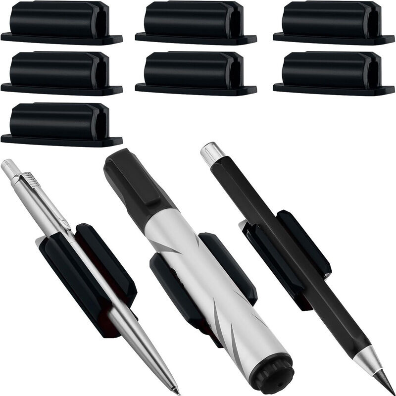 foto del prodotto sollbry confezione da 6 clip per penna nere anello per penna autoadesivo elastico in silicone portapenne autoadesivo clip multifunzione