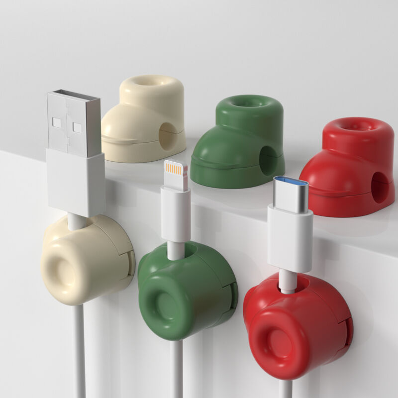foto del prodotto sollbry confezione da 6 organizer per cavi, clip magnetiche per la gestione dei cavi, supporto per organizer per cavi per casa, ufficio, auto,