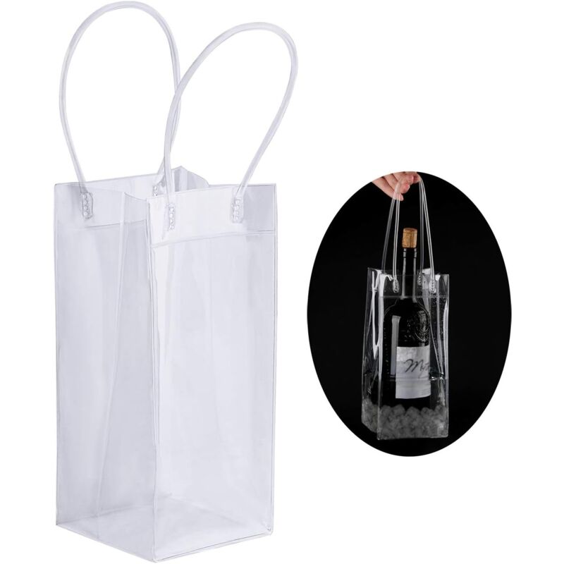 foto del prodotto sollbry confezione da 6 sacchetti regalo rettangolari in pvc trasparente con manici per san valentino, piccole borse tote per bouquet, sacchetti