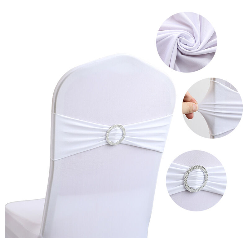 foto del prodotto sollbry confezione da 60 fasce elastiche per sedie in spandex con fibbia scorrevole per matrimoni, fasce per sedie pieghevoli in spandex,