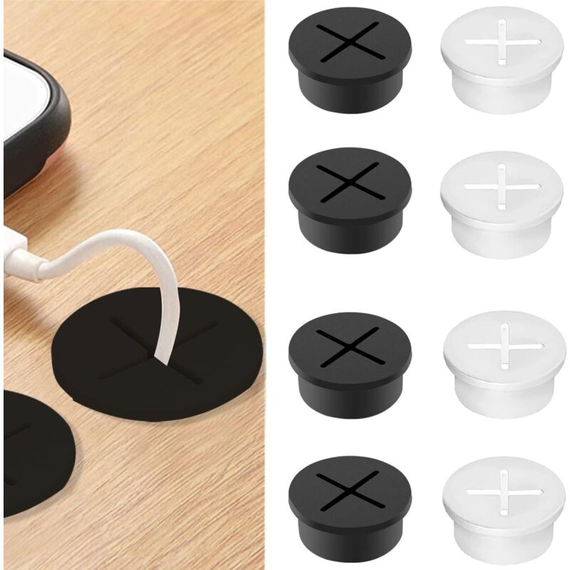 foto del prodotto sollbry confezione da 8 passacavi flessibili in silicone diametro 25 mm passacavi per scrivania per computer, per casa e ufficio