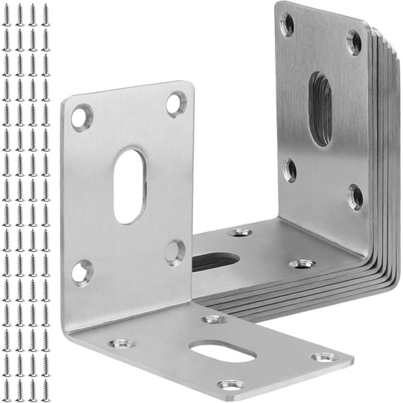 foto del prodotto sollbry confezione da 8 supporti angolari rinforzati 70 x 70 x 49 mm, supporto angolare ad angolo retto, staffa a l, con 64 viti, per armadi,