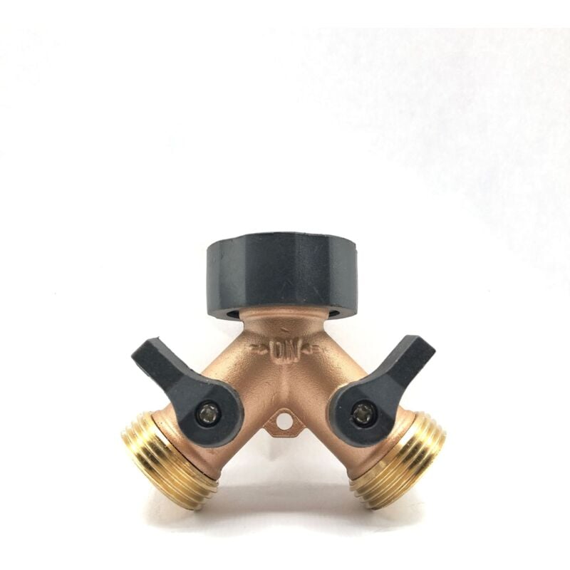 foto del prodotto sollbry connettore per tubo flessibile, adattatore per rubinetto dell acqua in ottone, a 2 vie, a forma di y, da 3 4 , per irrigazione o lavaggio