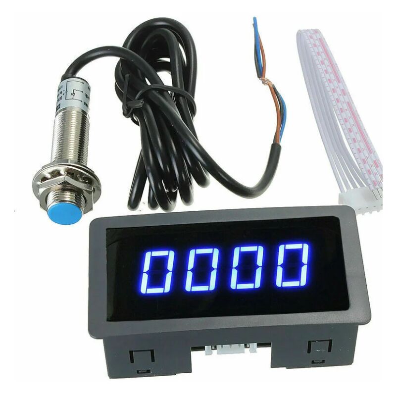 foto del prodotto sollbry contagiri digitale contagiri digitale a 4 led sensore di prossimit ad effetto hall npn colore blu 
