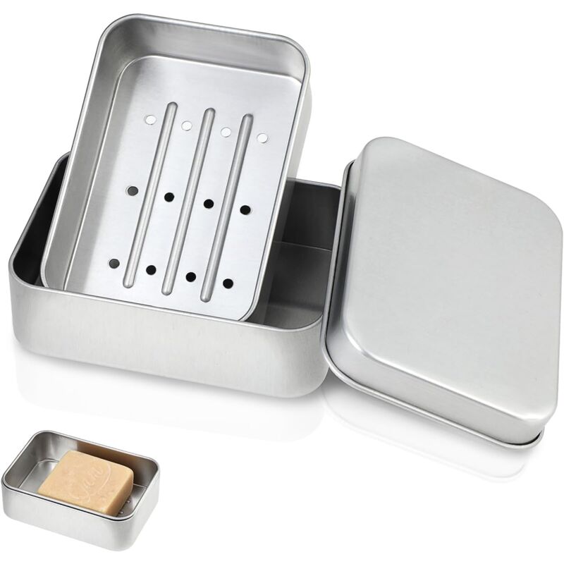 foto del prodotto sollbry contenitore per sapone da viaggio, porta sapone in metallo, porta sapone, porta sapone da viaggio per palestra, campeggio, casa, bagno