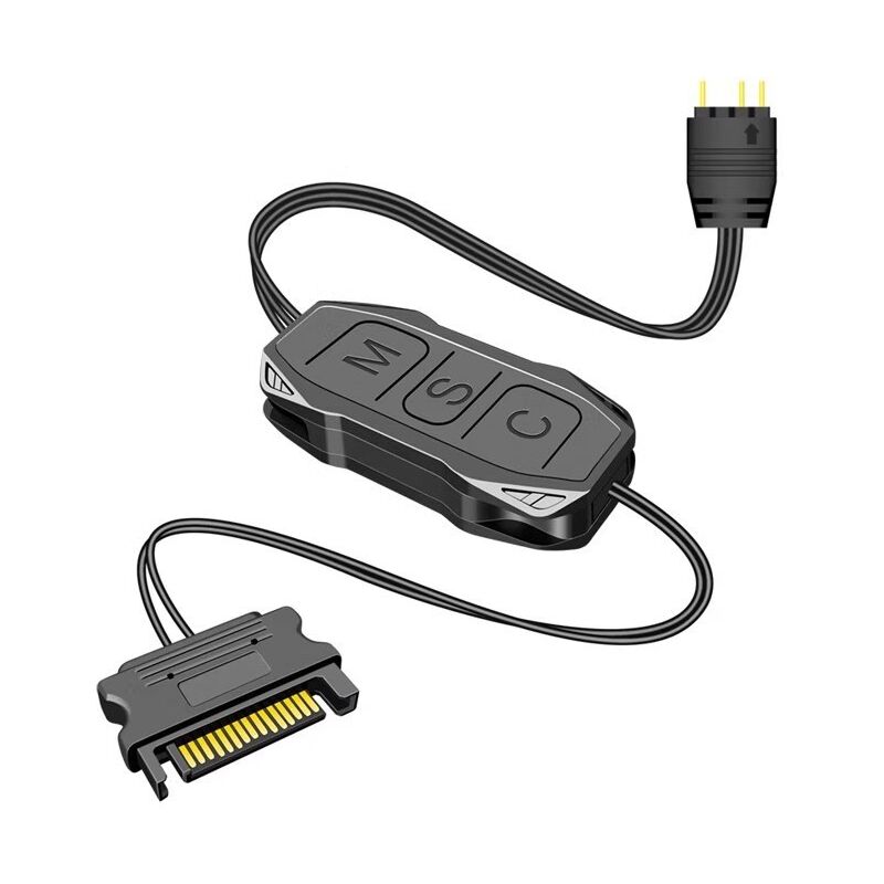 foto del prodotto sollbry controller argb, alimentatore sata, controller ventola rgb, controller per strisce luminose fai da te, strisce luminose argb, pannelli di