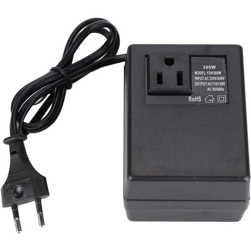 foto del prodotto sollbry convertitore di spina ue, adattatore da viaggio, trasformatore di potenza, convertitore di tensione, nero, 300 w, adattatore da ca 220 v a