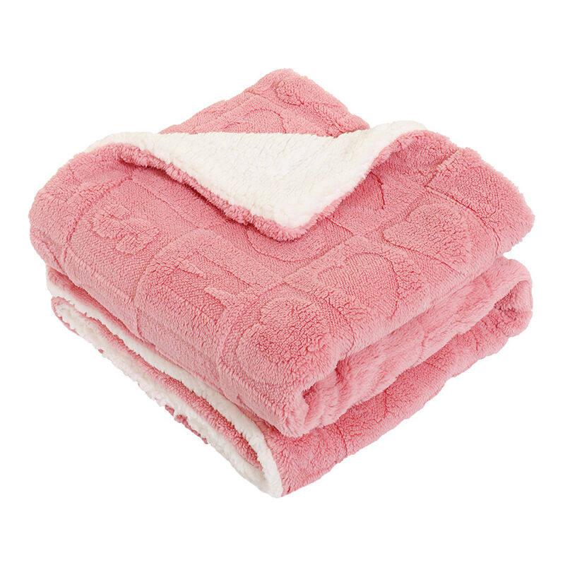 foto del prodotto sollbry coperta in pile di corallo morbida e soffice, leggera, coperta in sherpa per divano, auto, doppio strato, calda, rosa, 110 x 100 cm