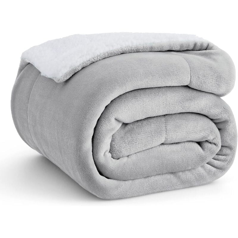 foto del prodotto sollbry coperta in pile sherpa per divano - coperta invernale spessa e calda, morbida e soffice coperta di peluche per tutte le stagioni, grigio