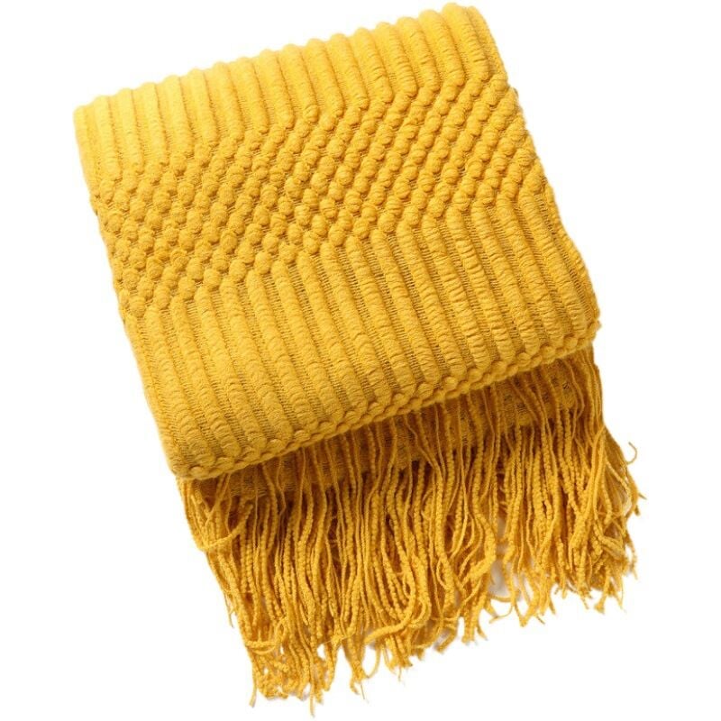 foto del prodotto sollbry coperta jacquard geometrica copridivano leggero con nappe, copriletto decorativo, asciugamano multiuso per divano, dimensioni 127x172 cm,