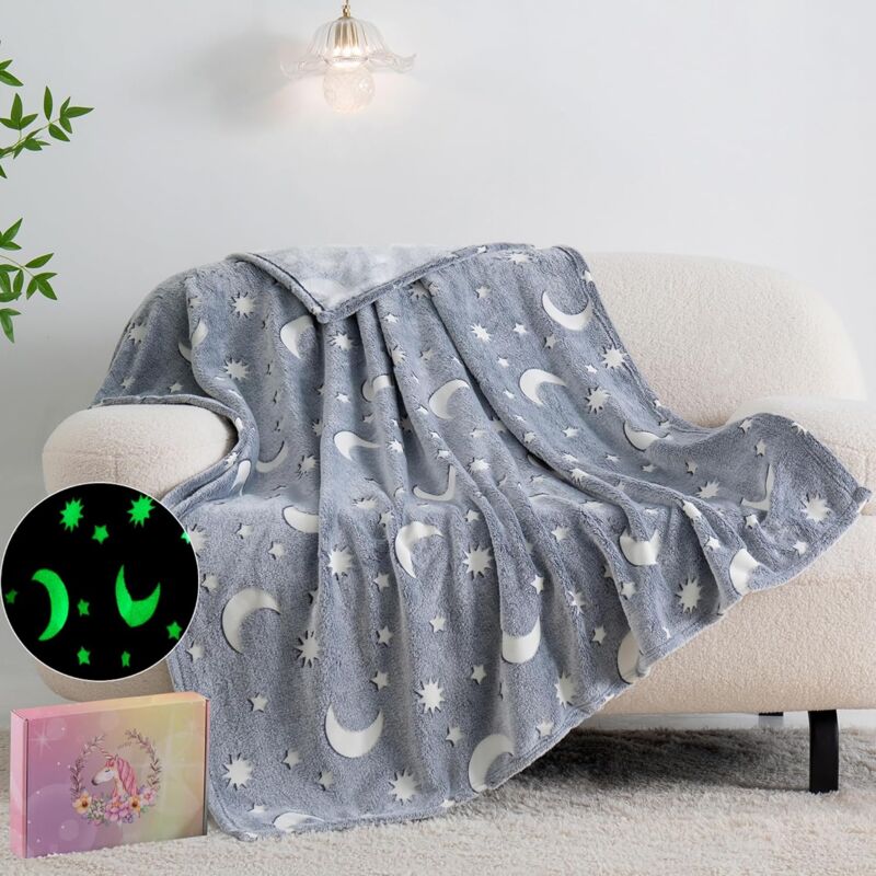 foto del prodotto sollbry coperta per bambini e bambine, coperta luminosa per compleanno per bambini e neonati, morbida e soffice coperta in pile di flanella, 100 x