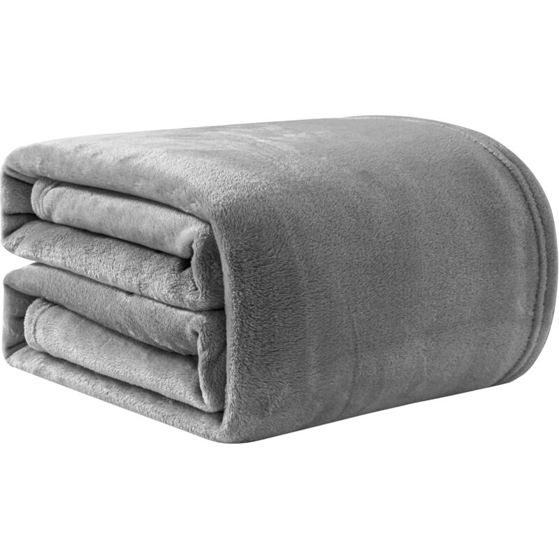 foto del prodotto sollbry coperte e plaid grigi 150x200 cm, coperta in flanella, calda coperta per divano, copriletto, utilizzabile su entrambi i lati