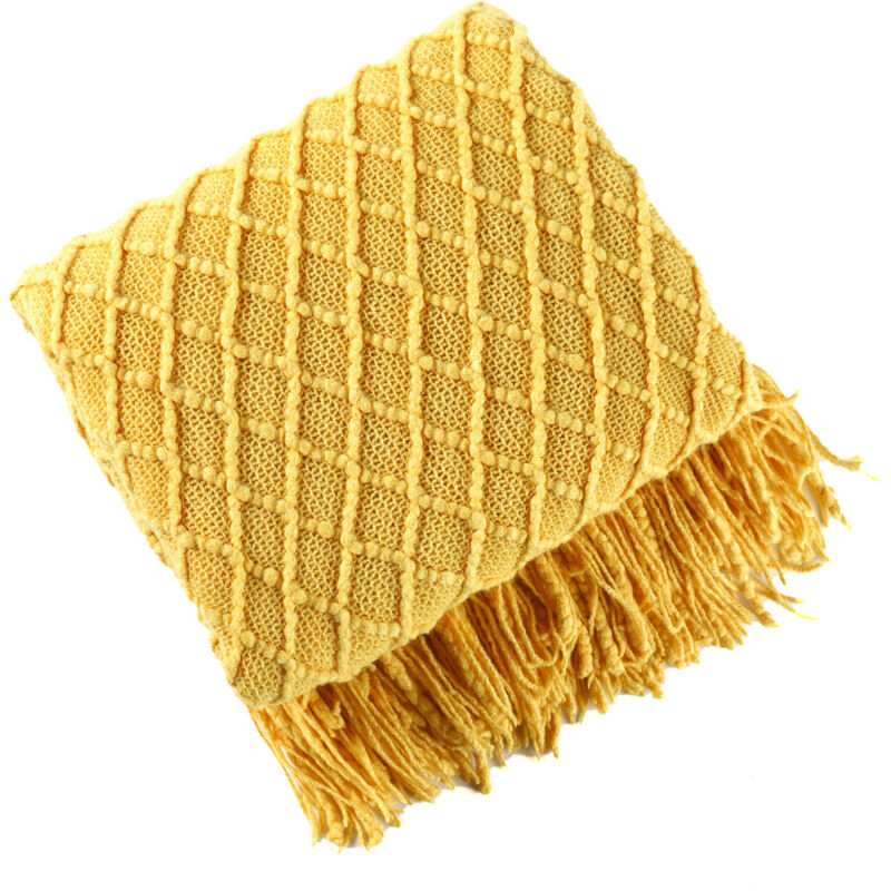 foto del prodotto sollbry copertura decorativa tricot e pour canap , chaise, lit, douce, chaude, confortable, l g re pour le printemps et l t 127x172 cm giallo