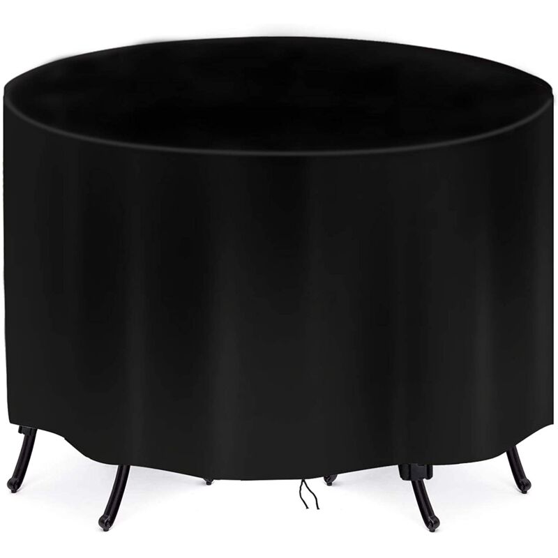 foto del prodotto sollbry copertura impermeabile per tavolo rotondo da giardino, copertura per mobili da giardino in tessuto oxford resistente, set di sedie da