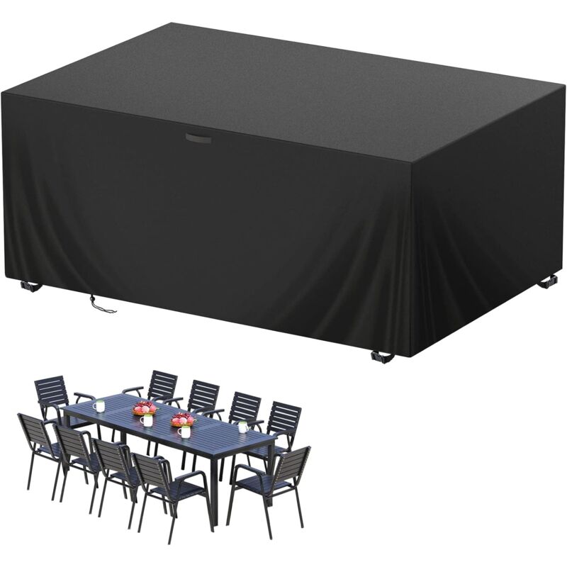 foto del prodotto sollbry copertura per mobili da giardino 242 x 162 x 100 cm, copertura per tavolo da giardino in tessuto oxford 210d, impermeabile, antivento,