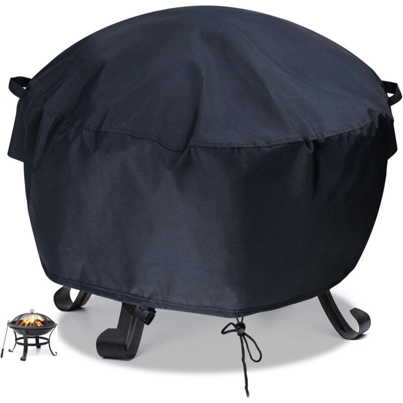 foto del prodotto sollbry copertura protettiva per giardino, terrazza, braciere, braciere in tessuto oxford 210d, impermeabile e antistrappo, rotonda, nera, 85 x 40