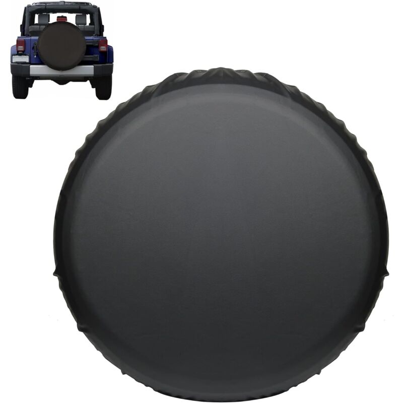 foto del prodotto sollbry copertura universale per ruota di scorta per auto, suv, camion, in pelle spessa, impermeabile, antipolvere, sole, pioggia e neve, nera,