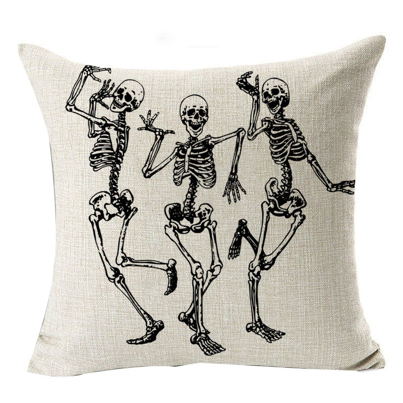 foto del prodotto sollbry copricuscini di halloween 18x18 tre teschi scheletro umano decorazione cuscini di halloween copricuscini per divano copricuscini decorativi
