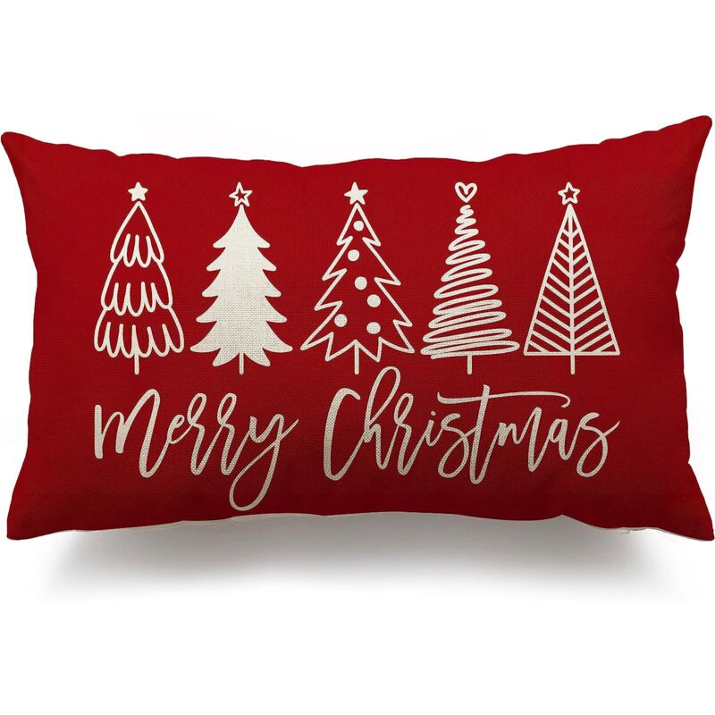 foto del prodotto sollbry copricuscini natalizi da 12x20 pollici, decorazioni natalizie in stile fattoria, copricuscini per albero di natale, per divano, set da 2