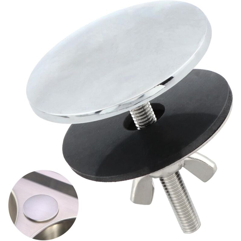 foto del prodotto sollbry coprilavello, coprilavello in acciaio inox da 5 cm, guarnizione per lavello da cucina, anti perdita, tappo per lavello argento, 3,5 x 6,5
