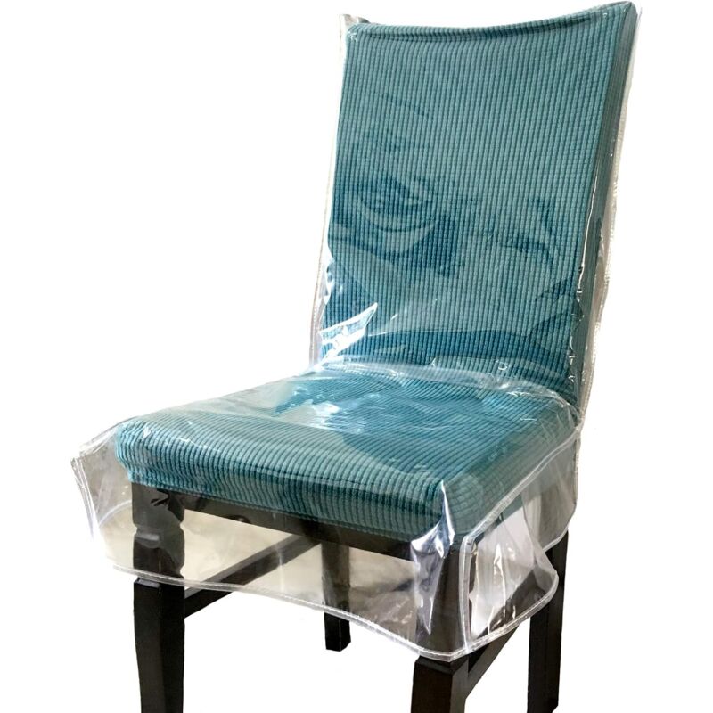 foto del prodotto sollbry coprisedia da pranzo in plastica con schienale, coprisedia impermeabile in pvc trasparente, misura 57,5 x 50 cm 1 confezione 