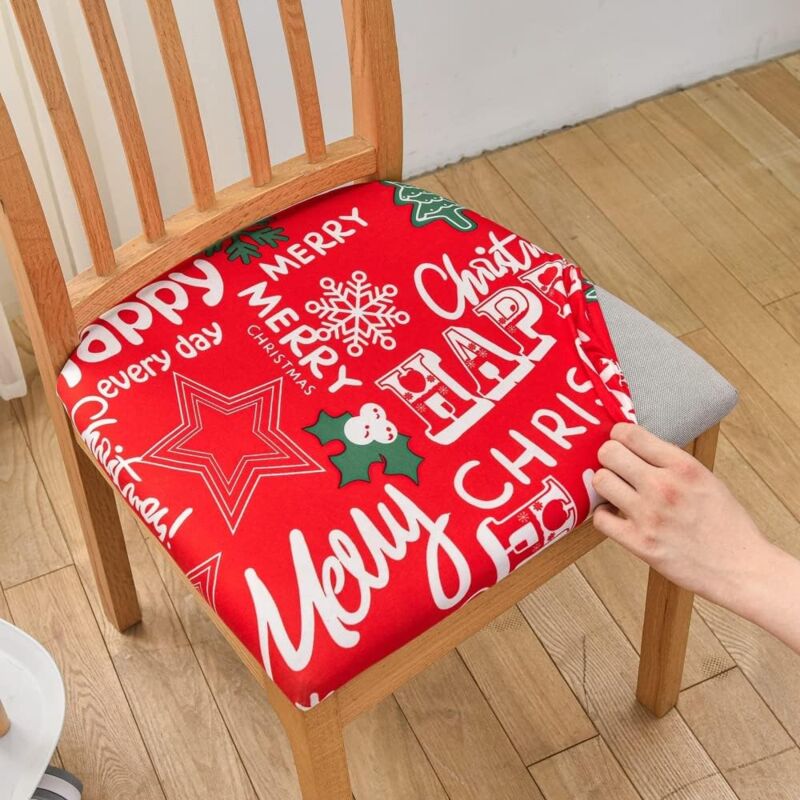 foto del prodotto sollbry coprisedie elasticizzati, confezione da 2, coprisedie universali lavabili e rimovibili per sala da pranzo, hotel, banchetti buon natale 