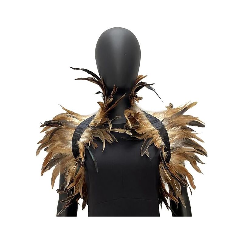 foto del prodotto sollbry coprispalle di piume, sciarpa con collo a scialle di piume, imbracatura con scialle di piume da donna per bomboniere, balli, travestimenti,