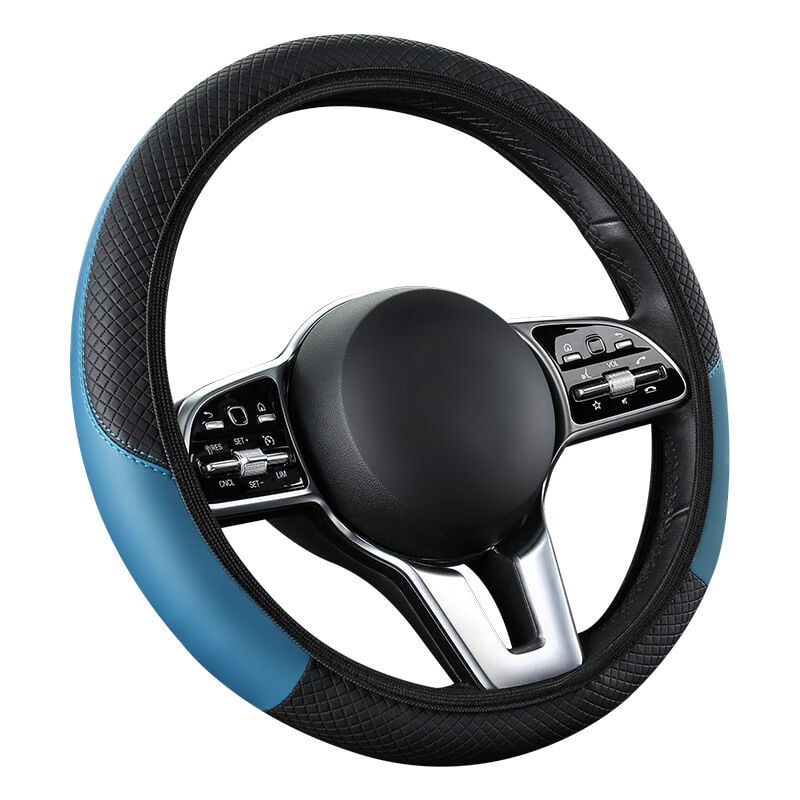 foto del prodotto sollbry coprivolante universale antiscivolo in similpelle per auto, accessori in similpelle, stile auto stagionale, senza anello interno, blu