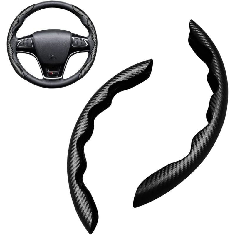 foto del prodotto sollbry coprivolante universale segmentato in fibra di carbonio, coprivolante per auto e camion, rivestimento in fibra di carbonio nero 