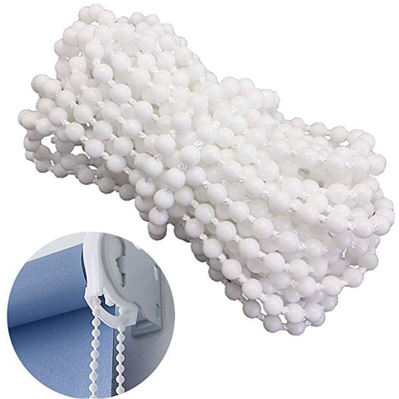 foto del prodotto sollbry cordino a catena con perline per tende a rullo e tende alla romana, catena di riparazione per tende a rullo in plastica bianca, corda per