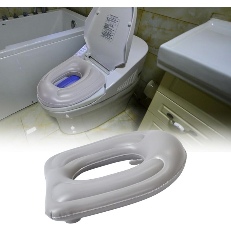foto del prodotto sollbry cuscino gonfiabile per wc, cuscino per wc in pvc con ventosa, copriwater regolabile in altezza, impermeabile, per adulti, sollievo dal