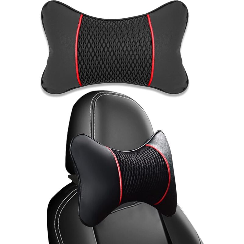 foto del prodotto sollbry cuscino poggiatesta auto in pelle pu con memory foam, cuscino per il collo dell auto, poggiatesta auto per supporto del collo, protezione