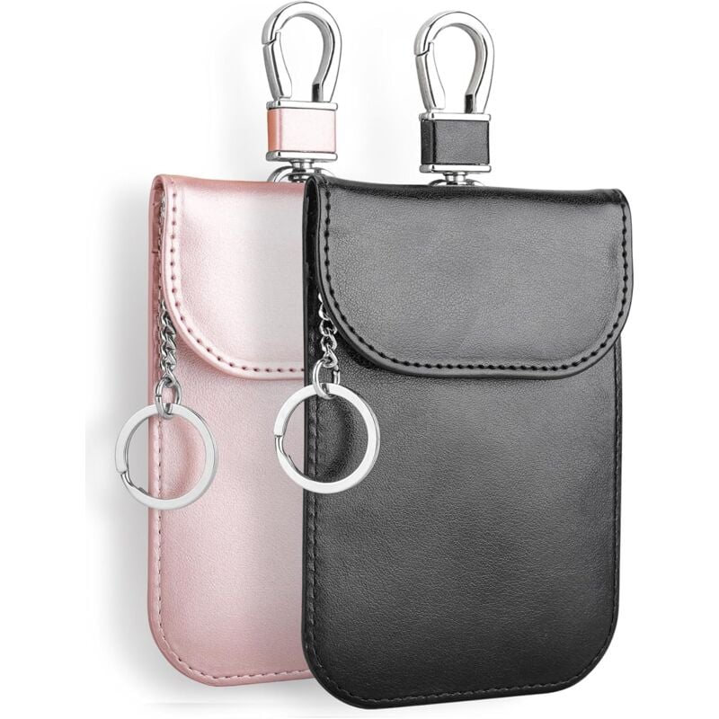 foto del prodotto sollbry custodia anti rfid da 2 pezzi, custodia anti rfid per chiavi auto, blocco del segnale, custodia anti rfid per chiavi auto, nero e rosa