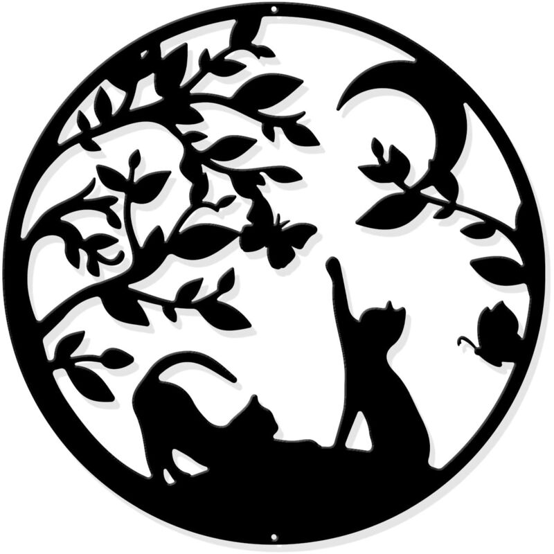 foto del prodotto sollbry decorazione da parete a forma di gatto in metallo, decorazione da appendere in nero, silhouette, per casa, camera da letto, soggiorno,