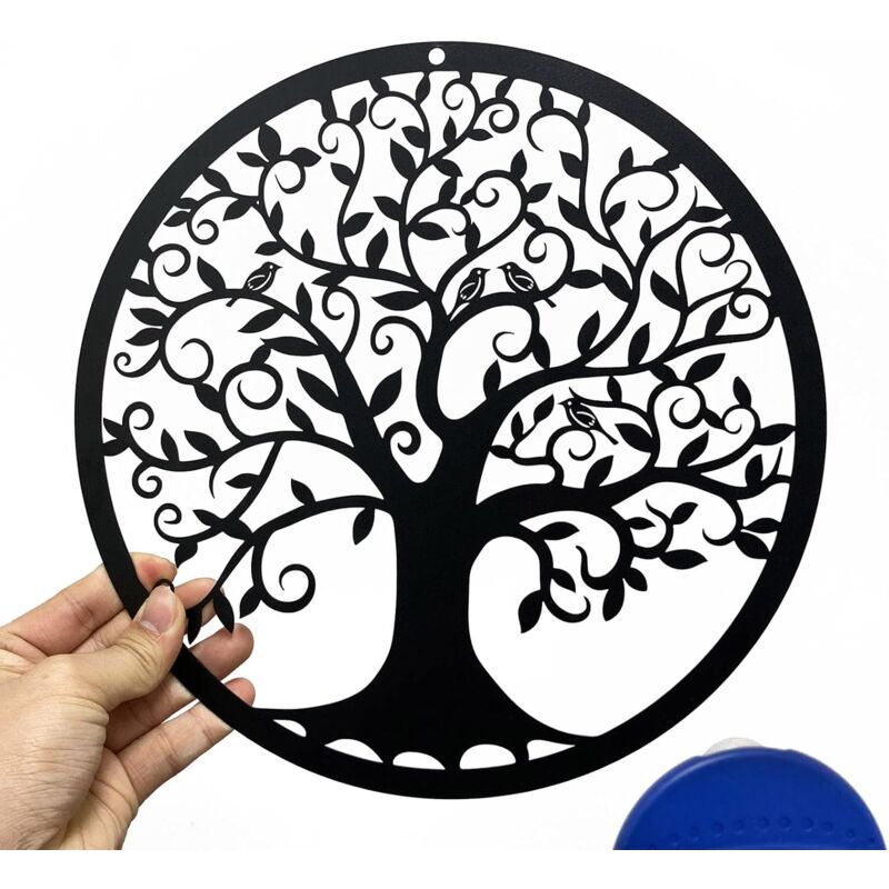 foto del prodotto sollbry decorazione da parete in metallo con albero della vita, silhouette artistica, regalo per interni ed esterni, decorazione per la casa nero,