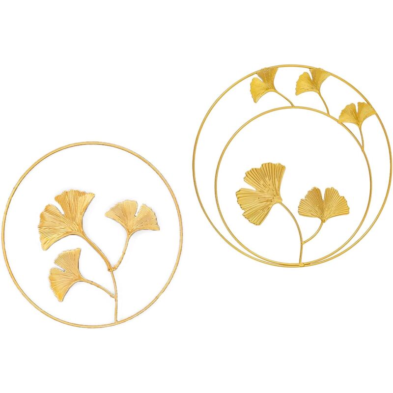 foto del prodotto sollbry decorazione in metallo a forma di foglia di ginkgo, sculture da parete in ferro vintage, adatte per camera da letto, soggiorno, ufficio,