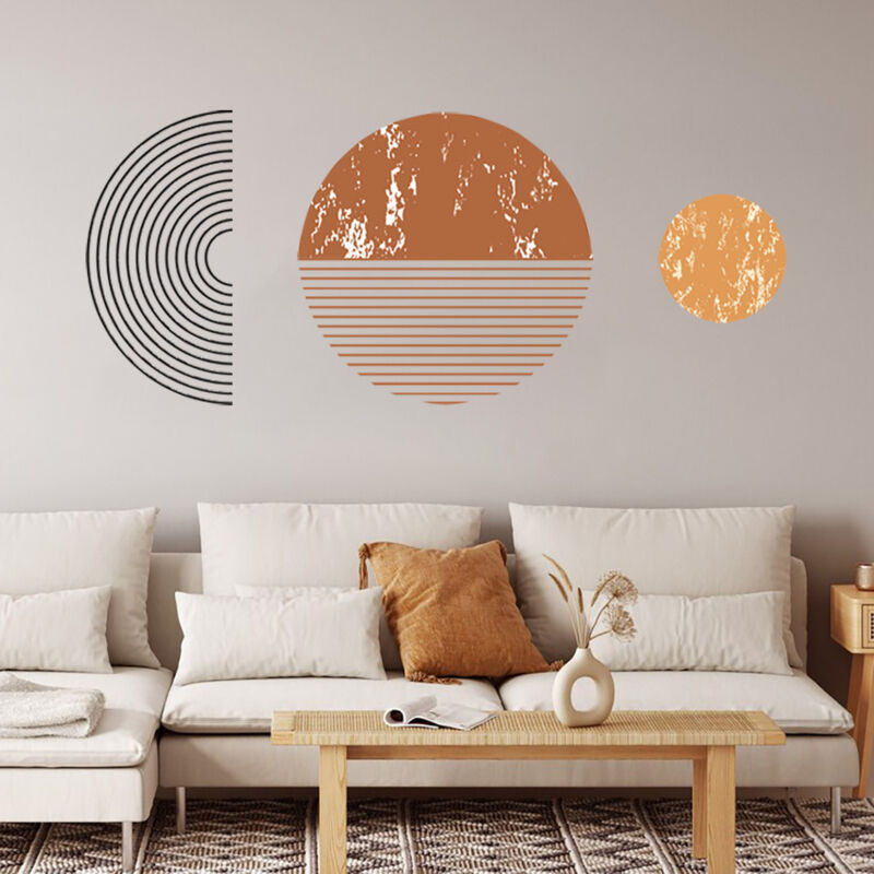 foto del prodotto sollbry decorazione murale in stile boh mien con adesivi murali geometrici circolari lineari fai da te, adesivi murali in pvc, decorazioni murali