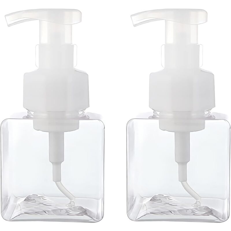 foto del prodotto sollbry dispenser di sapone in schiuma da 250 ml 8,5 oz , contenitore per bottiglie di lozione in plastica petg quadrata trasparente per cucina e